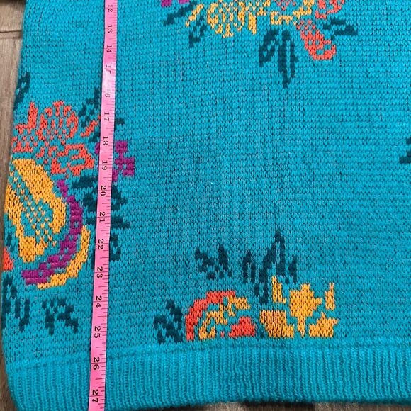 VINTAGE Espirit Sport Floral Guitar Heavyweight Sweater Size Small Oversized - Picture 7 of 7